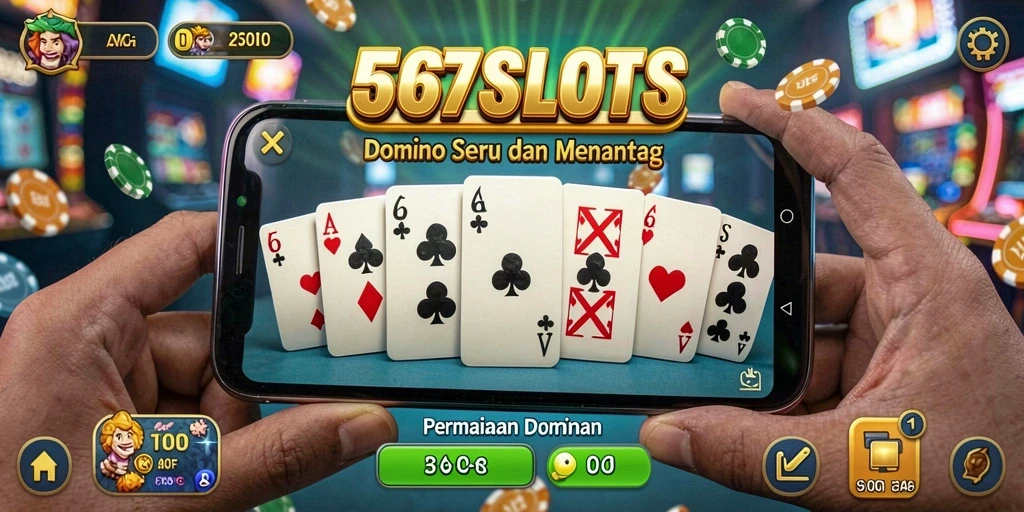 Tampilan menarik dari gameplay Domino di 567SLOTS.