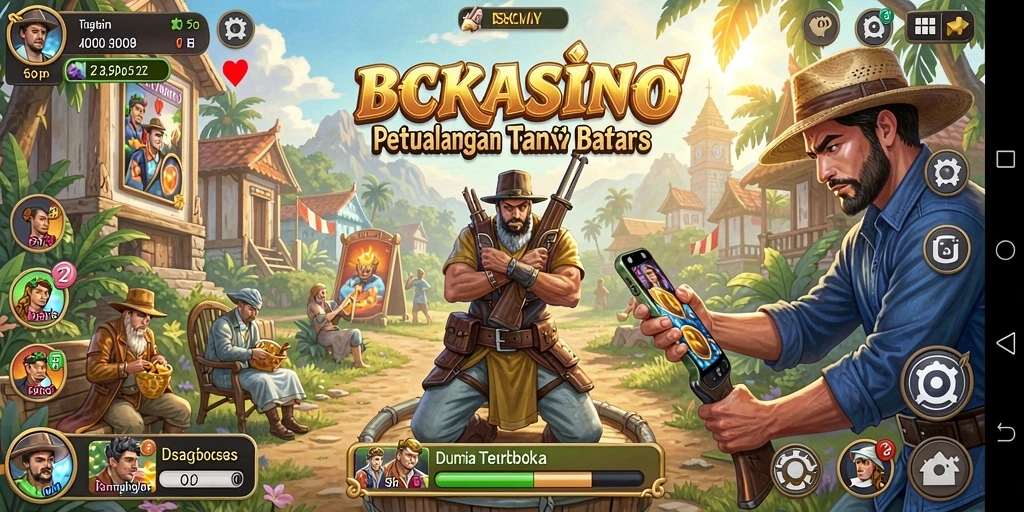 Gameplay BCKASINO menampilkan petualangan seru di dunia terbuka.