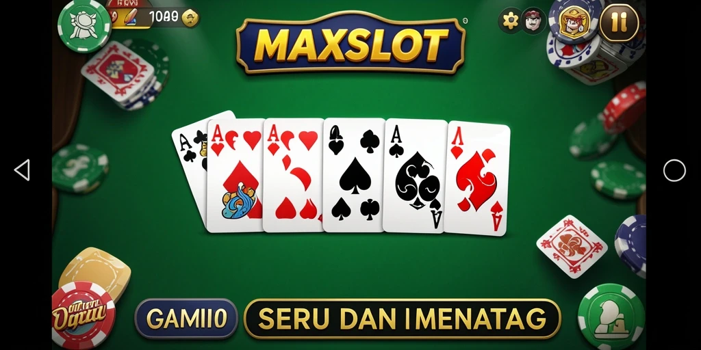 Screenshot utama gameplay MAXSLOT yang menunjukkan keseruan bermain Domino.