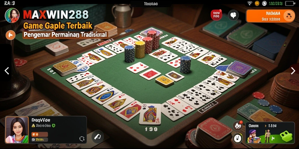 Screenshot gameplay Gaple dalam MAXWIN288 yang seru dan interaktif.
