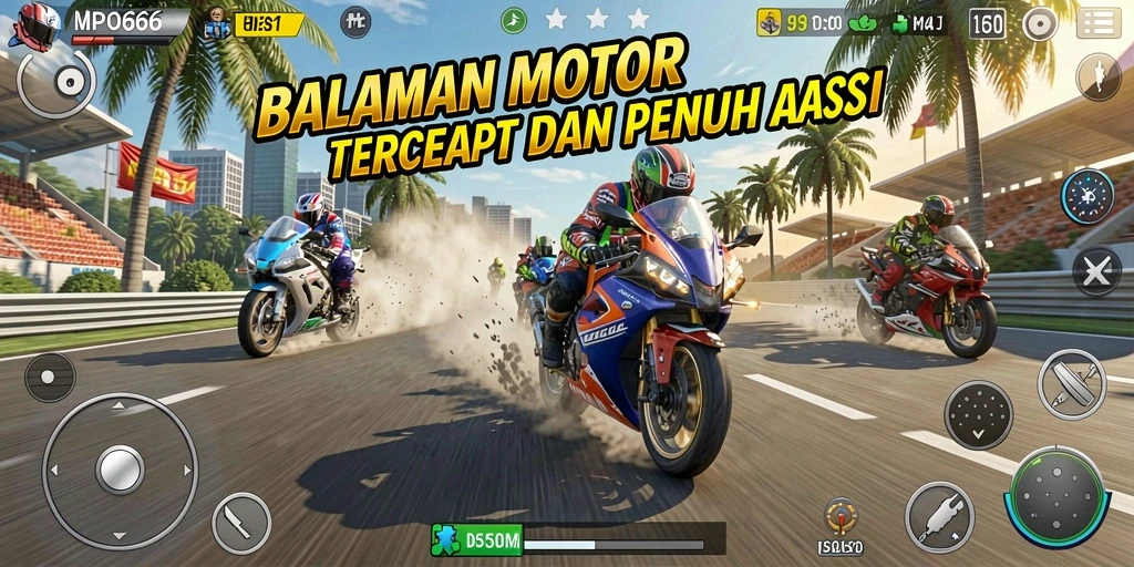 Gameplay seru balapan motor dalam aksi cepat.