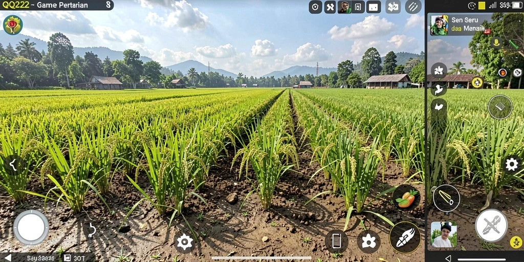 Tampilan gameplay seru di QQ222 dengan pertanian yang berkembang.