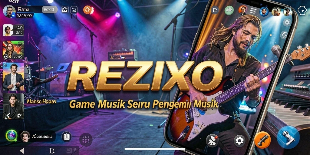 Tampilan gameplay <strong>REZIXO</strong> dengan berbagai tantangan musik yang seru.