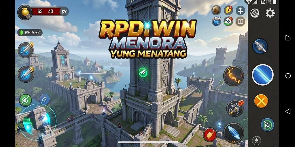 Tangkapan layar gameplay RPIDWIN dengan pertahanan menara yang seru.