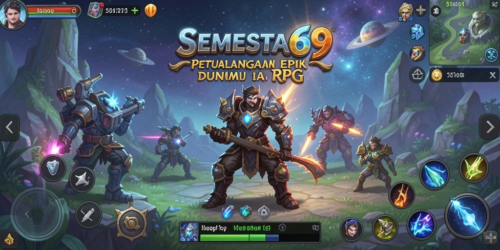 Tangkapan layar SEMESTA69 menunjukkan adegan pertempuran RPG yang menegangkan.