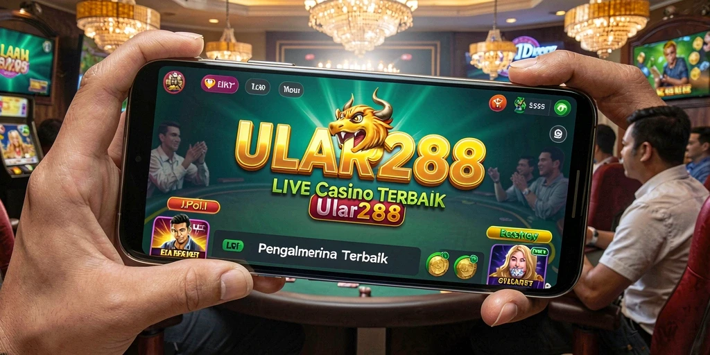 Screenshot gameplay Live Casino ULAR288 menunjukkan dealer langsung dan suasana permainan yang mendebarkan.
