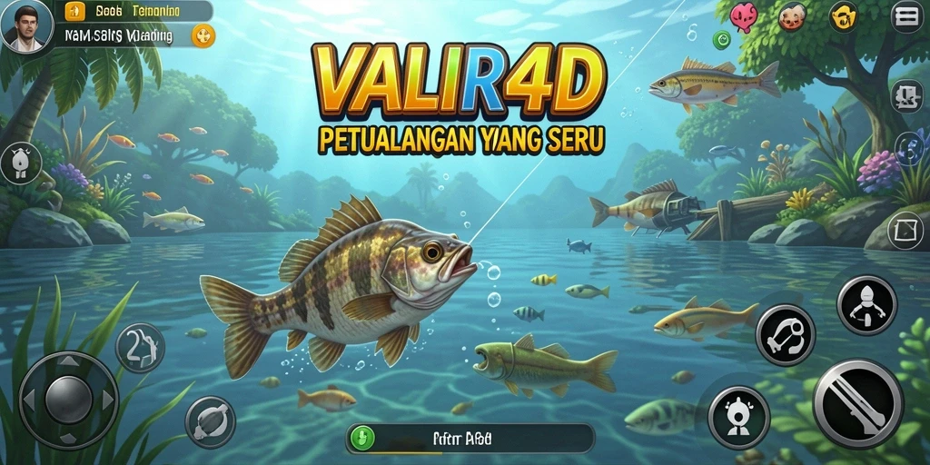 Screenshot gameplay VALIR4D menampilkan momen memancing yang seru dan indah.