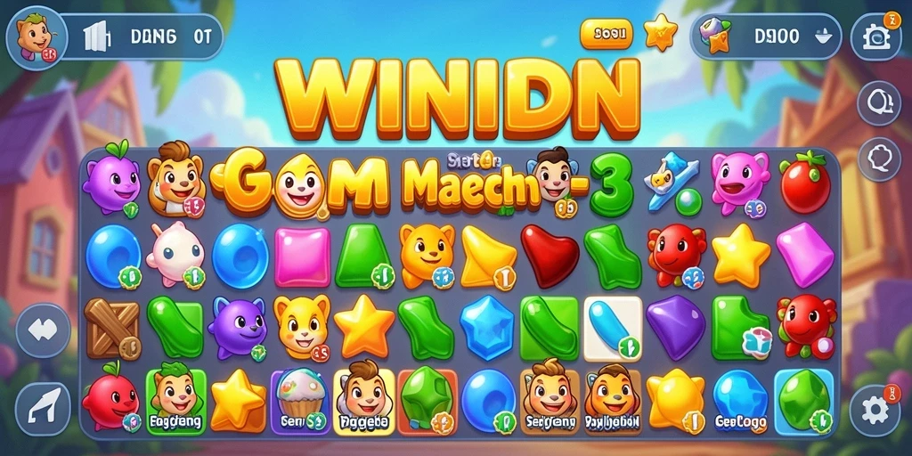 Gameplay WINIDN menampilkan momen mencocokkan barang dengan cara yang seru.